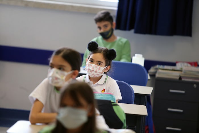 Students wearing masks study in a classroom of a school in Ankara, Turkey, Sept. 21, 2021. (Photo by...