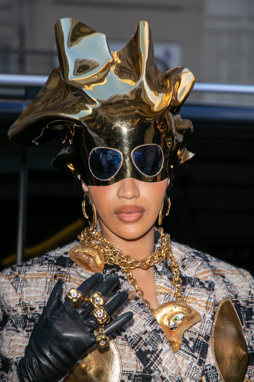 PARIS, FRANCE - SEPTEMBER 29: Singer Cardi B. is seen on September 29, 2021 in Paris, France. (Photo...