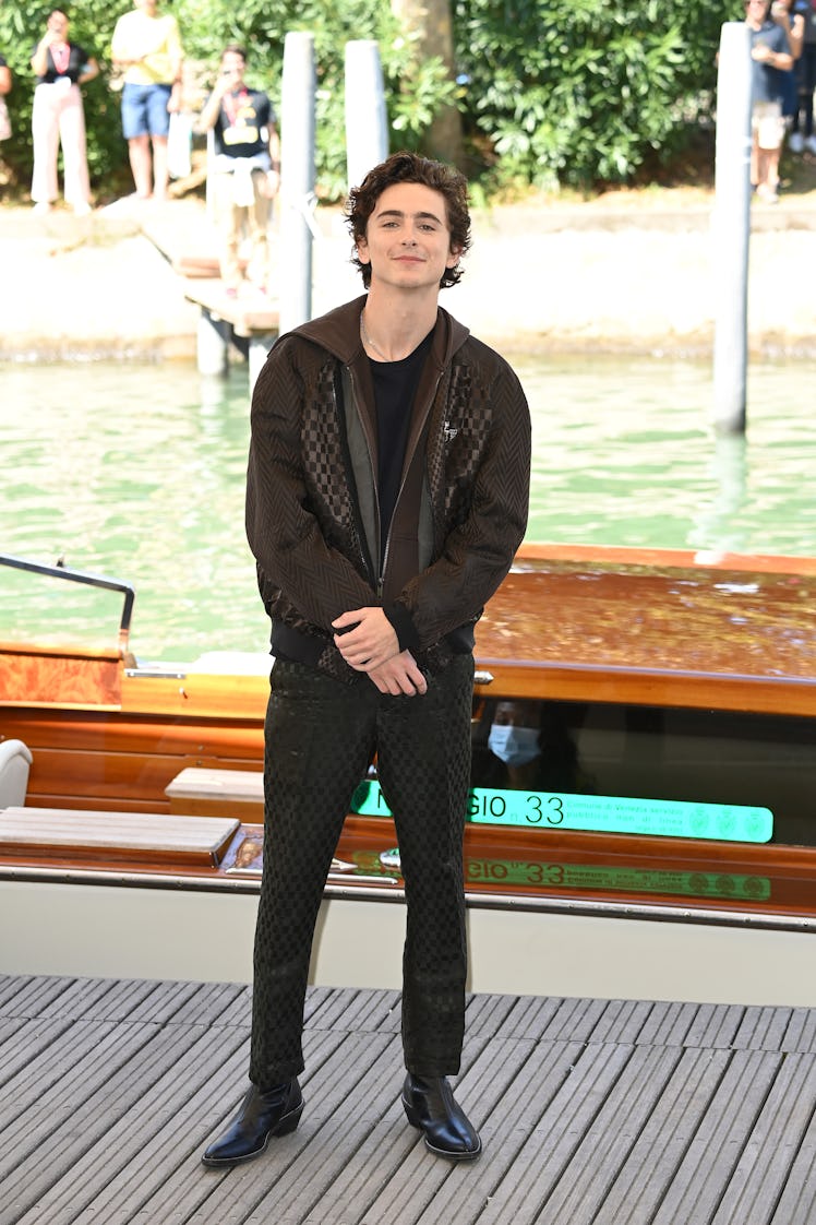 VENICE, ITALY - SEPTEMBER 03: Timothée Chalamet is seen arriving at the 78th Venice International Fi...
