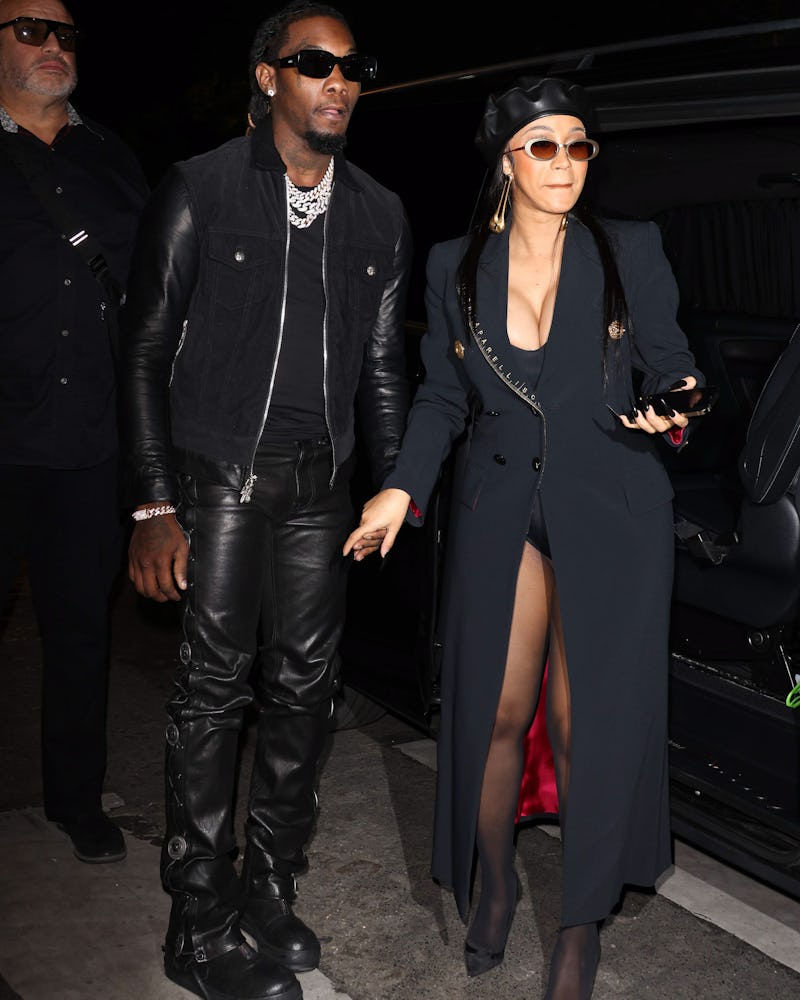 Offset and Cardi B are seen in Paris, France in September 2021. 