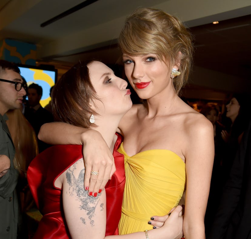 BEVERLY HILLS, CA - JANUARY 11: Actress/director Lena Dunham (L) and singer/songwriter Taylor Swift...