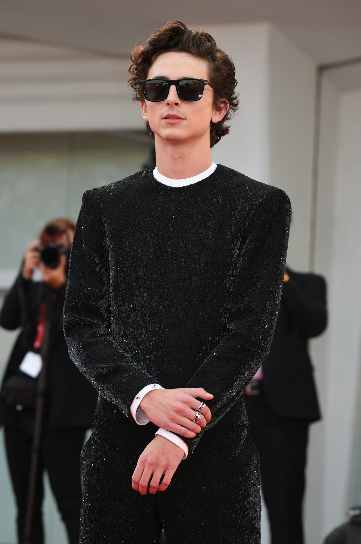 VENICE, ITALY - SEPTEMBER 03: Timothée Chalamet attends the red carpet of the movie "Dune" during t...