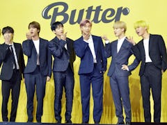 SEOUL, SOUTH KOREA - MAY 21: BTS attends a press conference for BTS's new digital single 'Butter' at...