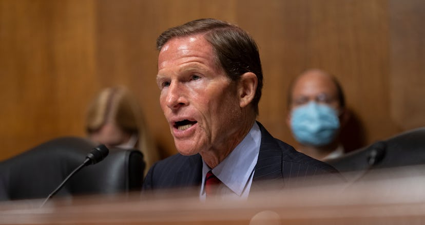 WASHINGTON, DC - SEPTEMBER 21: U.S. Sen. Richard Blumenthal D-CT asks questions to witnesses as they...