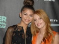 (L-R) Singer Zendaya Coleman and actress Bella Thorne arrive at the premiere of "Alexander and the T...