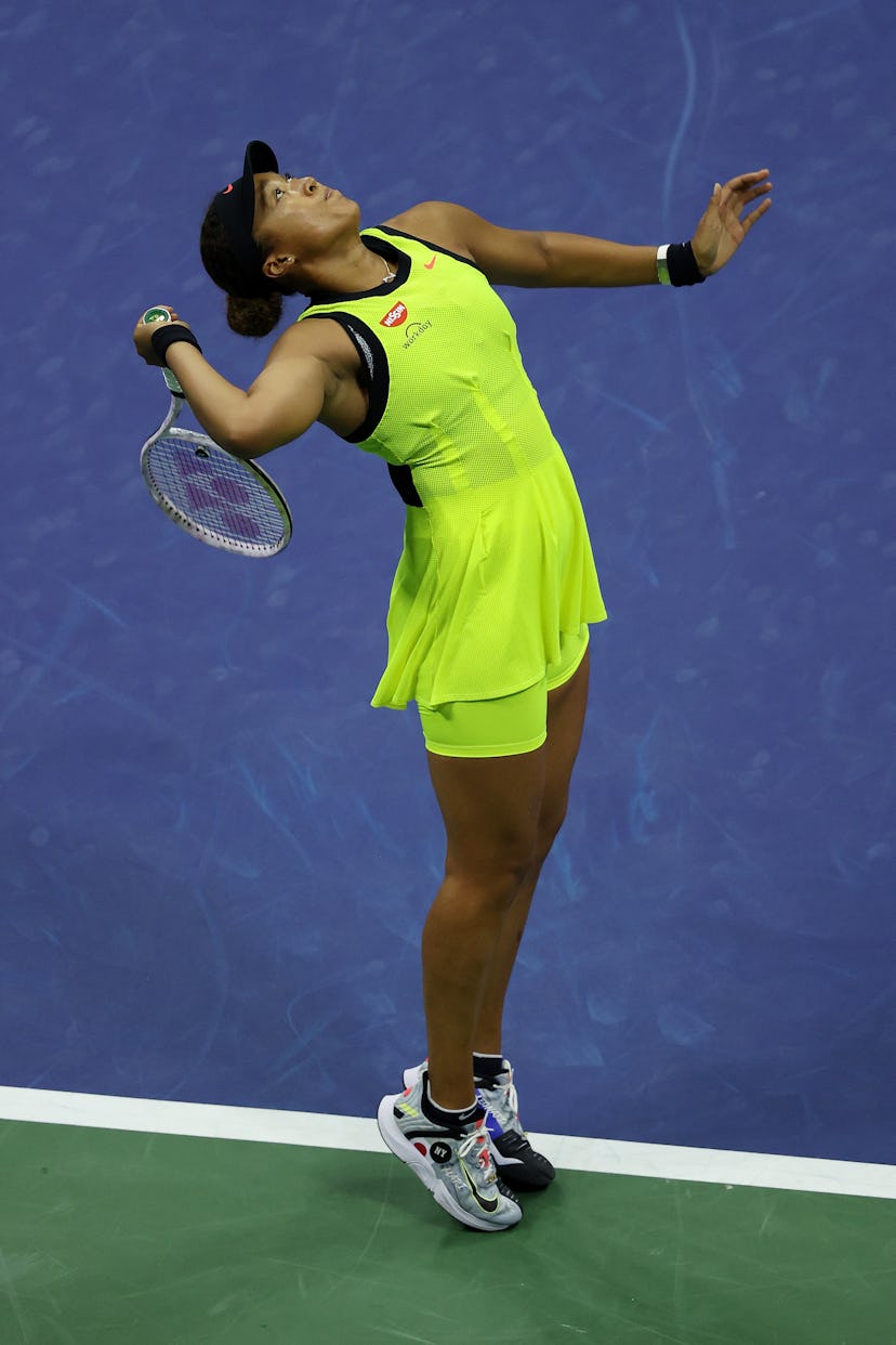 Japan's Naomi Osaka during her 2021 US Open Tennis tournament women's singles third round match agai...