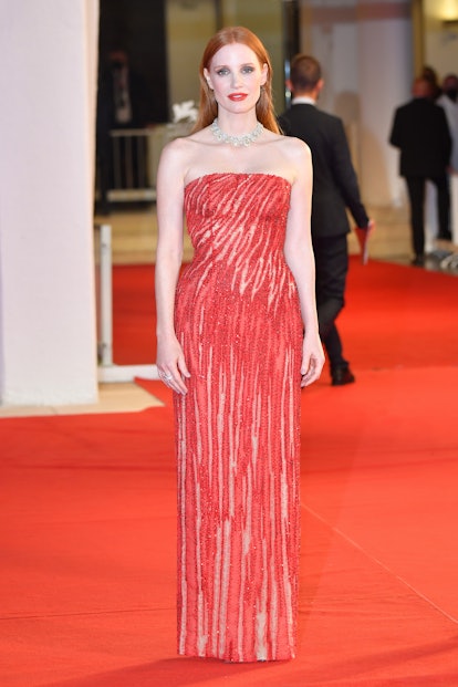 VENISE, ITALIE - 04 SEPTEMBRE : Jessica Chastain assiste au tapis rouge du film "Scènes d'un ma...