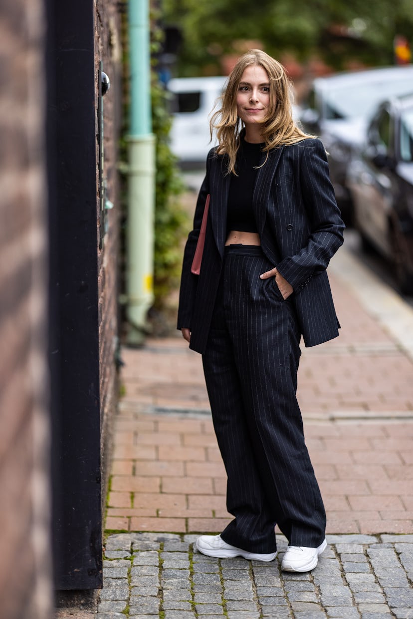 STOCKHOLM, SWEDEN - SEPTEMBER 01: A guest poses for a picture outside of the Linnea Lund event on th...