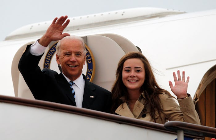 BEIJING, CHINA - AUGUST 17: U.S. Vice President Joe Biden (L) waves with his granddaughter Naomi Bid...