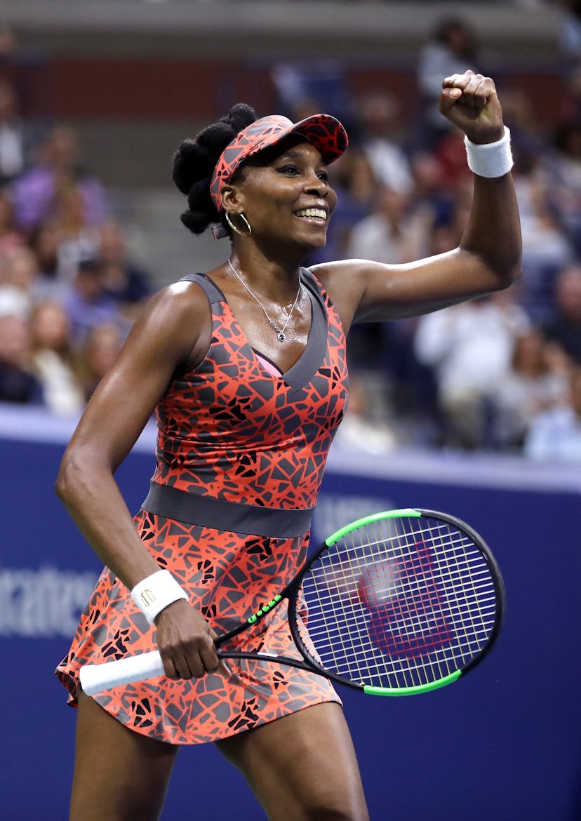 Venus Williams of the United States in action against Sloane Stephens of the United States in the Wo...
