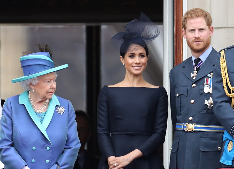 LONDON, ENGLAND - JULY 10: Queen Elizabeth II, Prince Harry, Duke of Sussex and Meghan, Duchess of S...