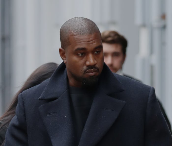 LONDON, ENGLAND - OCTOBER 10: Kanye West seen leaving Michiko Sushino restaurant with his daughter N...