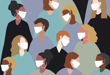 winter, virus, coronavirus, medical mask, face mask, china virus, group, people, women, man, sick, h...