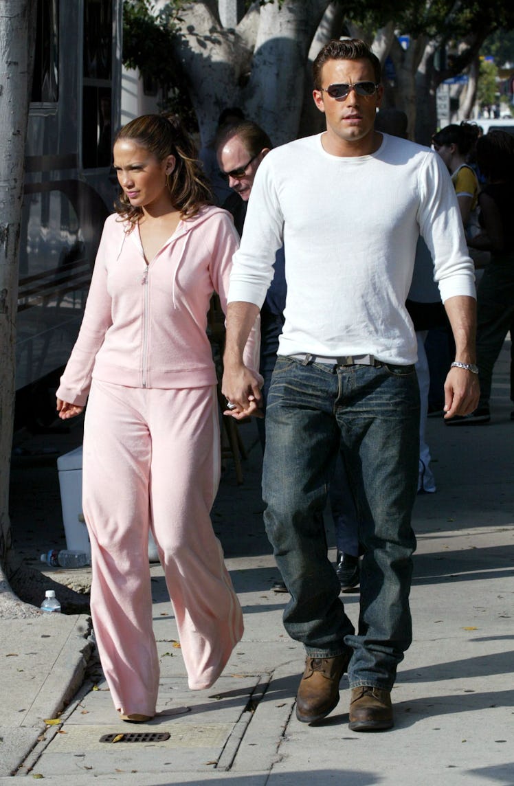 Jennifer Lopez and Ben Affleck looked cozy on the set of the "Jenny From The Block" music video in 2...