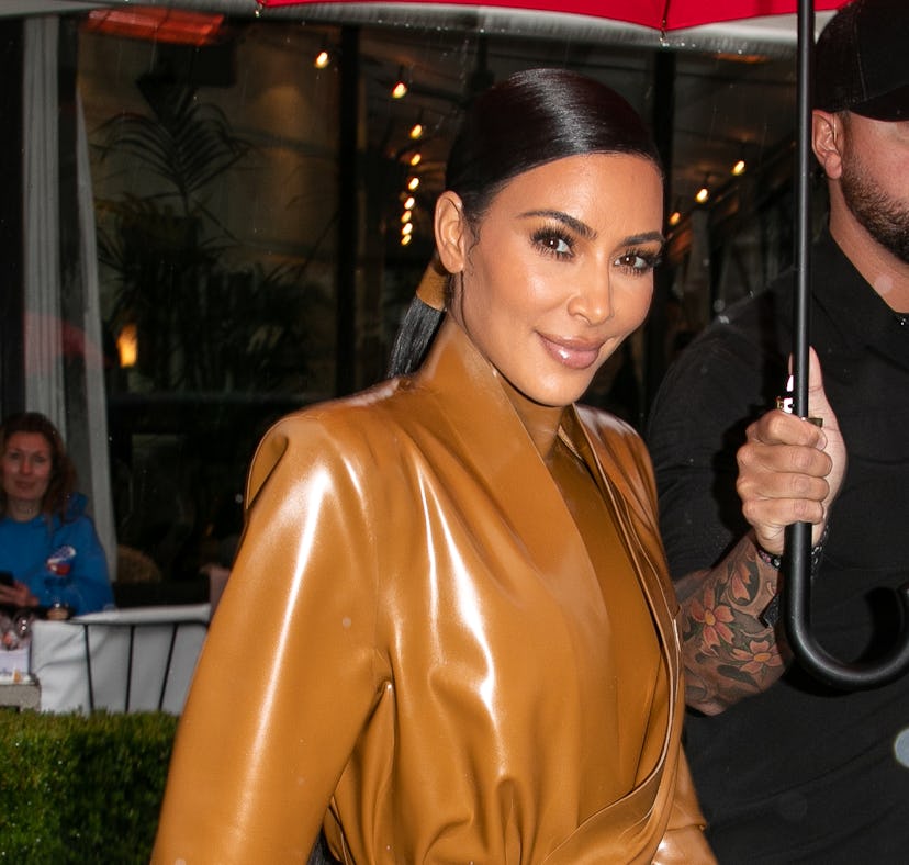 PARIS, FRANCE - MARCH 01: Kim Kardashian West is seen leaving the L'Avenue restaurant on March 01, 2...