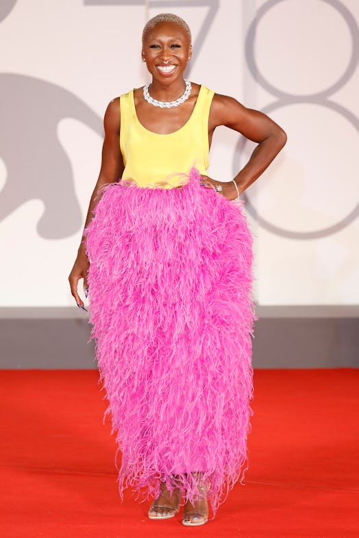 Cynthia Erivo arrives on the red carpet for  'zzz' during the 78th Venice International Film Festiva...