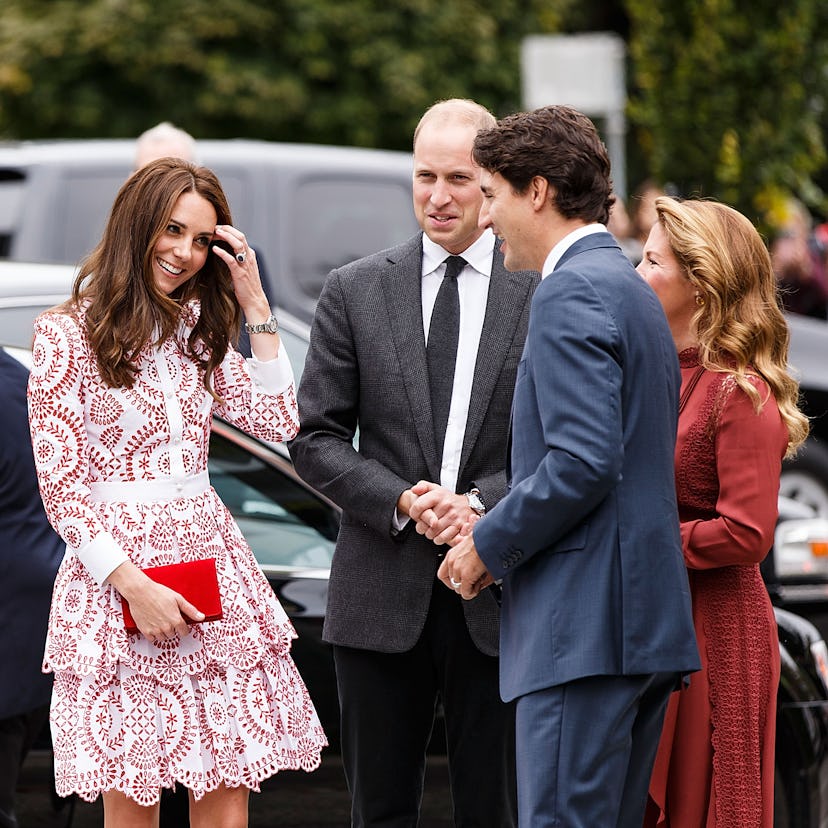 Kate Middleton in a red floral dress for fall.