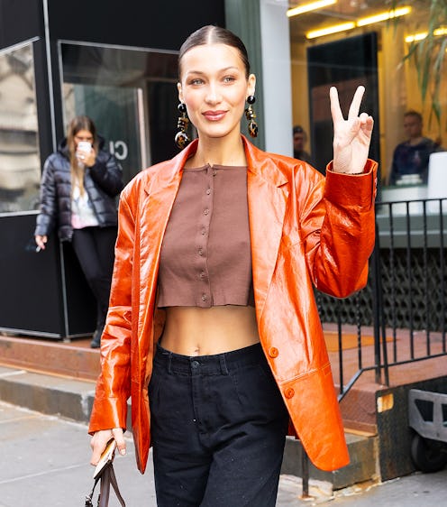 NEW YORK, NEW YORK - FEBRUARY 12: Bella Hadid at Sadelle on February 12, 2020 in New York City. (Pho...