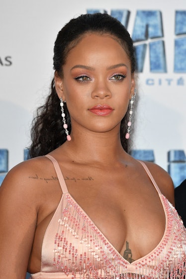 Rihanna at a 2017 movie premiere, who has spoken out about abusive relationships.