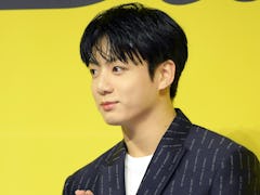 Jungkook of BTS attends a press conference for BTS's new digital single 'Butter' at Olympic Hall on ...