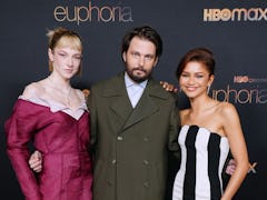 Hunter Schafer, Sam Levinson, and Zendaya attend HBO's "Euphoria" Season 2 Photo Call on January 05,...