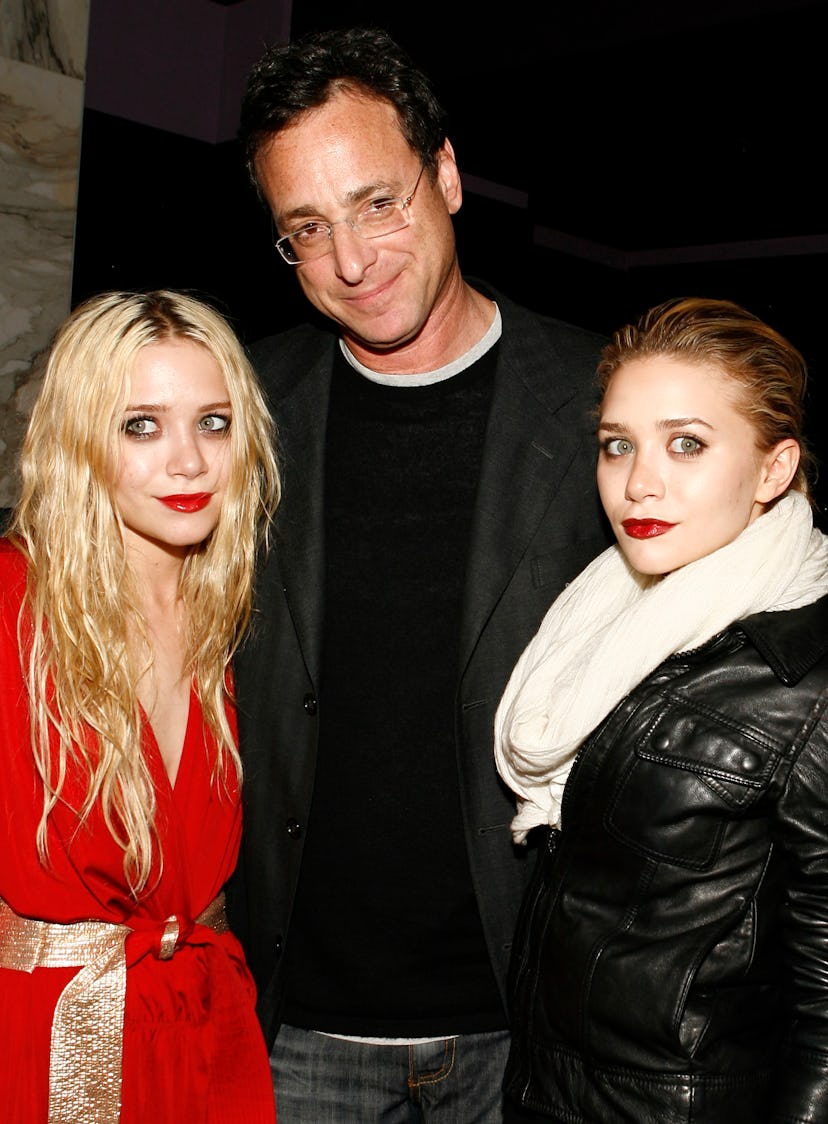 NEW YORK - JANUARY 30:  (L-R) Actors Mary-Kate Olsen, Bob Saget and Ashley Olsen attend the DVD rele...