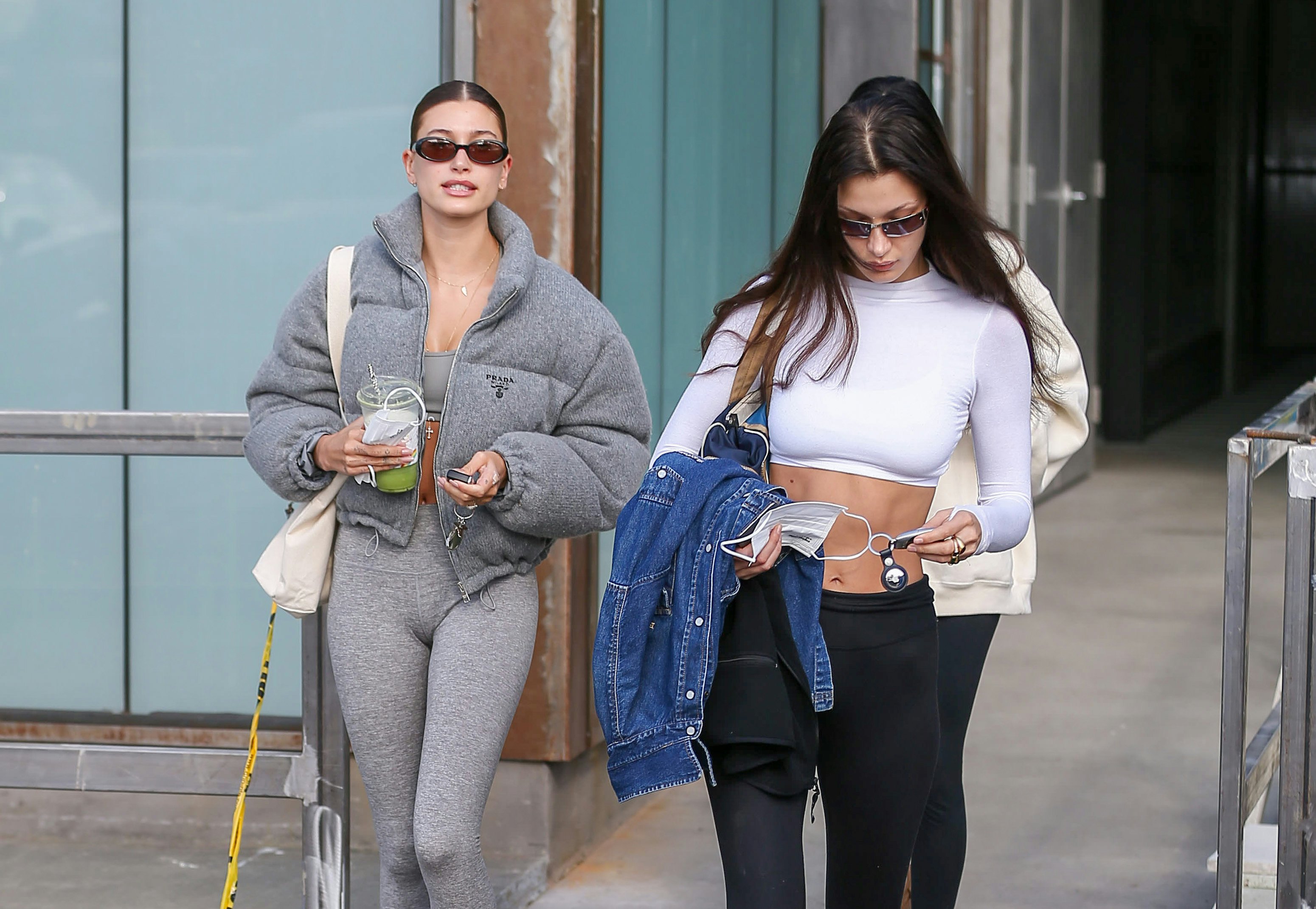 Bella Hadid wears a blue bodysuit with SO many cut-outs