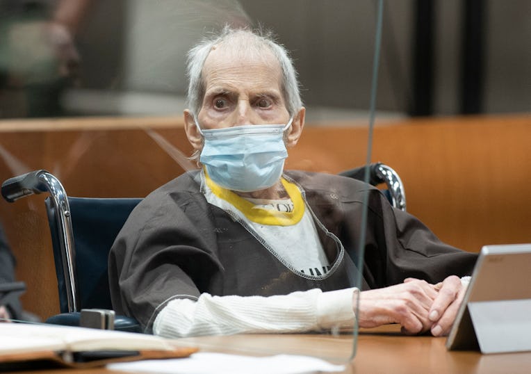 Robert Durst looks on during his sentencing hearing at the Airport Courthouse in Los Angeles on Octo...