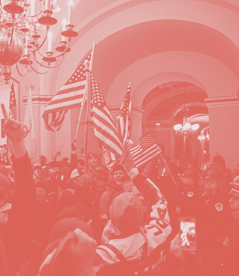 WASHINGTON, DC - JANUARY 06: Supporters of US President Donald Trump protest inside the US Capitol o...