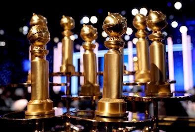 The unclaimed Golden Globes statues at the 79th Annual Golden Globe Awards