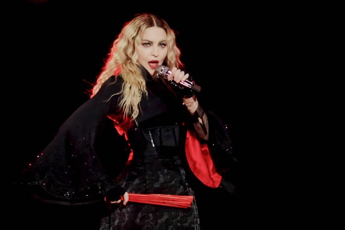 The singer and actress Madonna (Madonna Louise Veronica Ciccone) in concert at the Pala Alpitour in ...