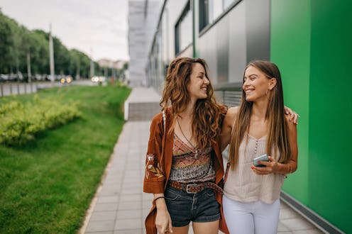 Two girls having fun on summer day