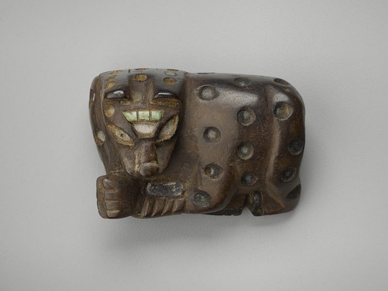 Lime Flask in the Shape of a Jaguar, A.D. 600–1000, Wood with stone inlay, 3.4 × 4.9 × 2.4 cm (1 5/1...
