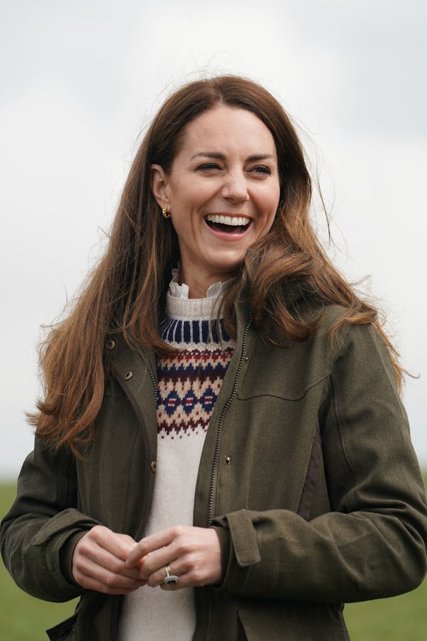 DARLINGTON, ENGLAND - APRIL 27:  Catherine, Duchess of Cambridge, laughs during their visit to Manor...