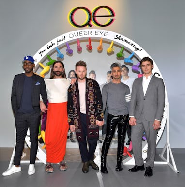 LOS ANGELES, CALIFORNIA - MAY 16: (L-R) Karamo Brown, Jonathan Van Ness, Bobby Berk, Tan France, and...