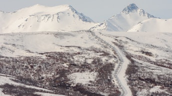 Pipeline Ascending Remote Winter Mountain