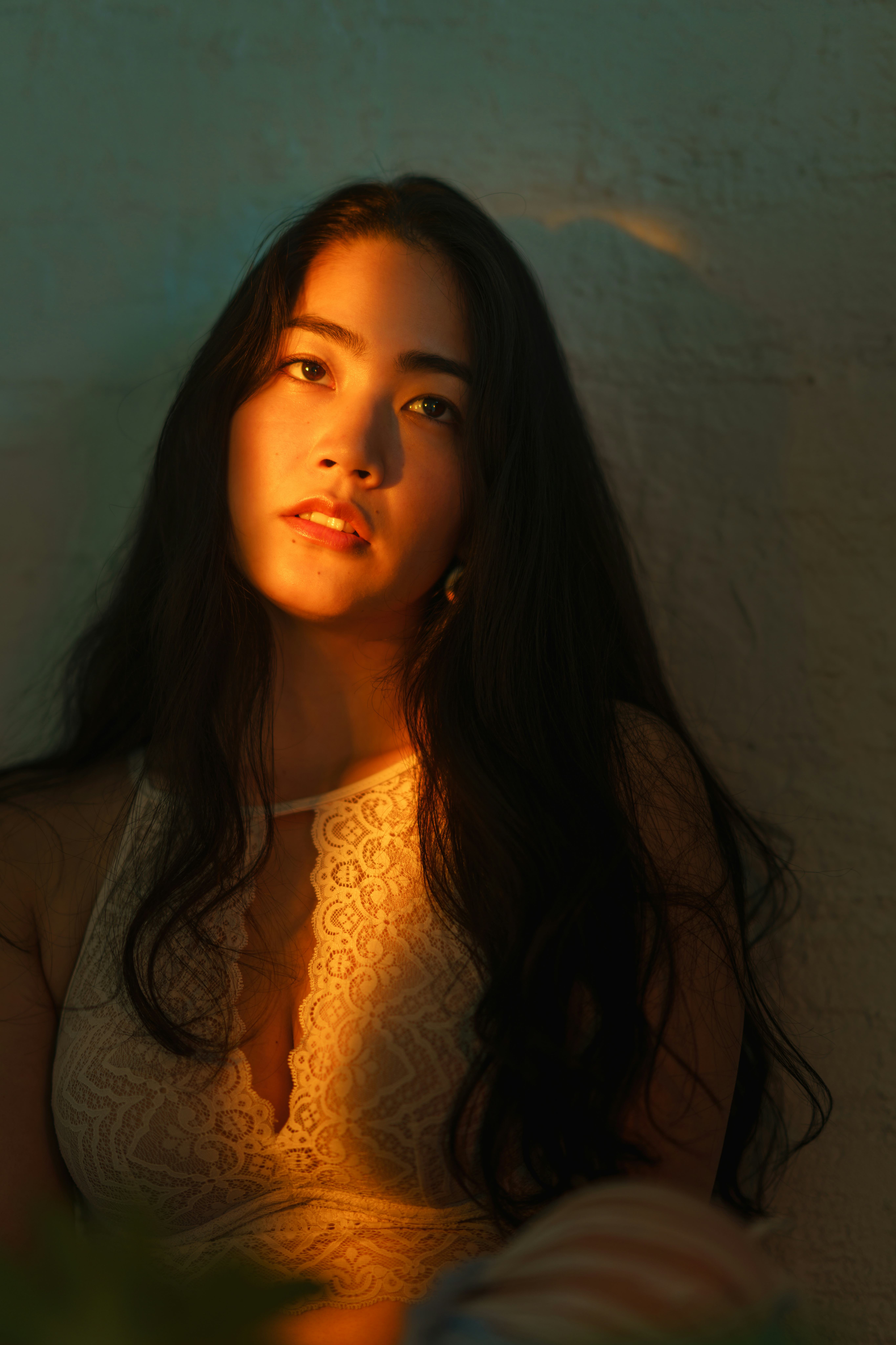 A woman stares at the camera during Mercury retrograde winter 2022.