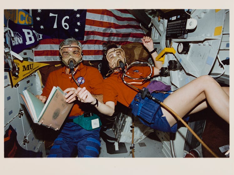 American NASA astronaut Michael R Clifford and American NASA astronaut Linda M Godwin during a 'pre-...