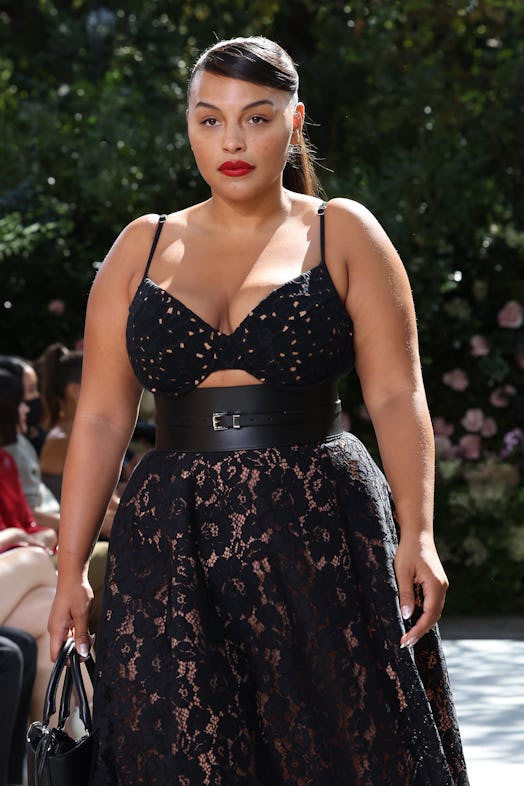 NEW YORK, NEW YORK - SEPTEMBER 10: A model walks the runway during the Michael Kors S/S 2022 fashion...