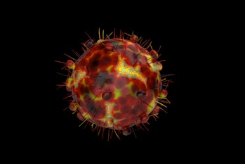 A computer generated image of Omicron super variant of coronavirus and Recently Update as Delmicron,...