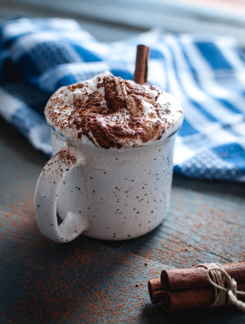 hot chocolate with cinnamon and whipped cream