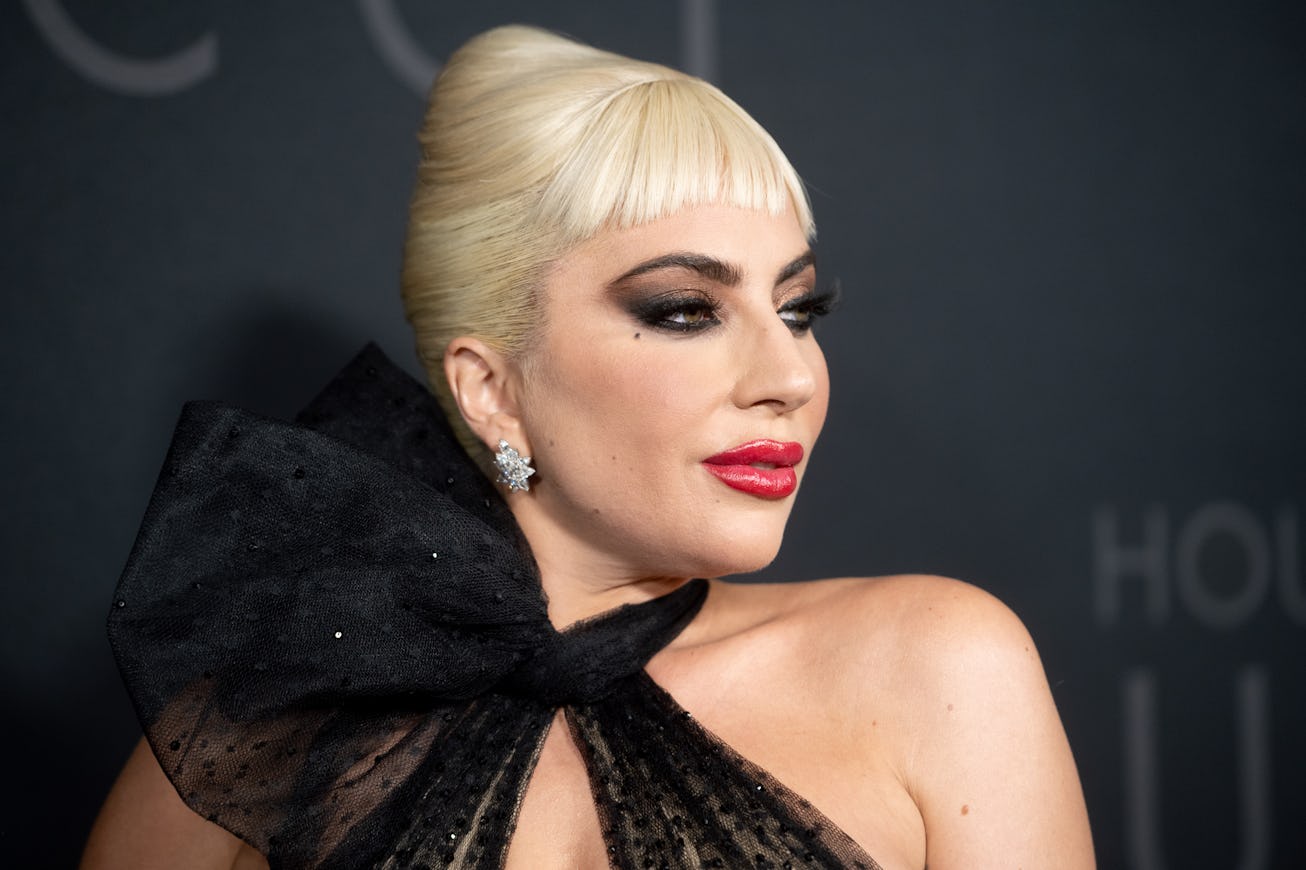 NEW YORK, NEW YORK - NOVEMBER 16: Lady Gaga attends the "House Of Gucci" New York Premiere at Jazz a...