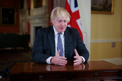 British Prime Minister Boris Johnson addresses the public