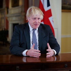 British Prime Minister Boris Johnson addresses the public 