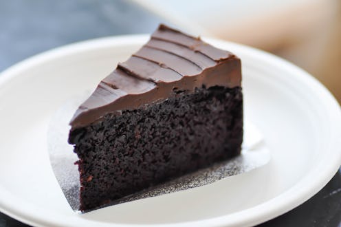 slice of chocolate cake on a plate