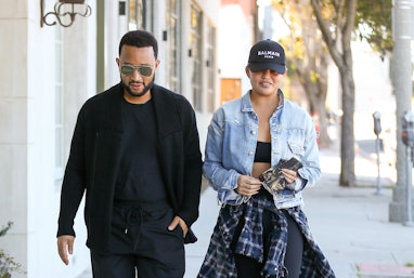 LOS ANGELES, CA - JANUARY 11: John Legend and Chrissy Teigen are seen on January 11, 2022 in Los Ang...