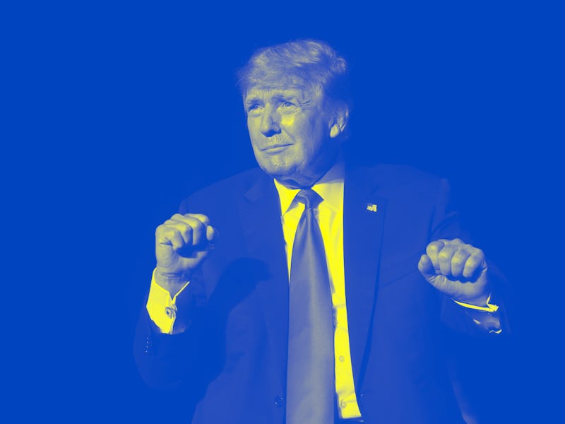 DES MOINES, IOWA - OCTOBER 09: Former President Donald Trump speaks to supporters during a rally at ...