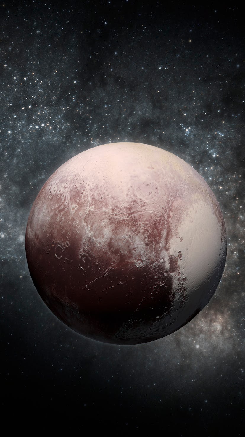 Pluto. Illustration incorporating NASA New Horizons terrain imagery. The United State's Pluto return...