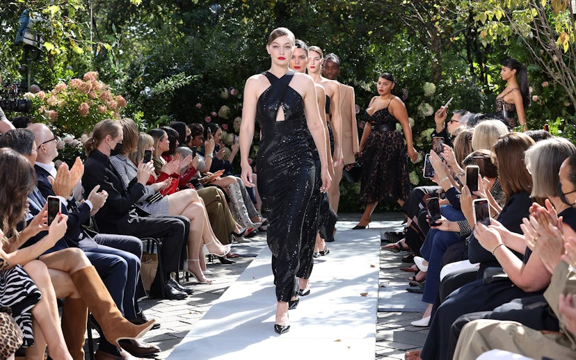 NEW YORK, NEW YORK - SEPTEMBER 10: Gigi Hadid, Kendall Jenner, and more walk the runway during the f...
