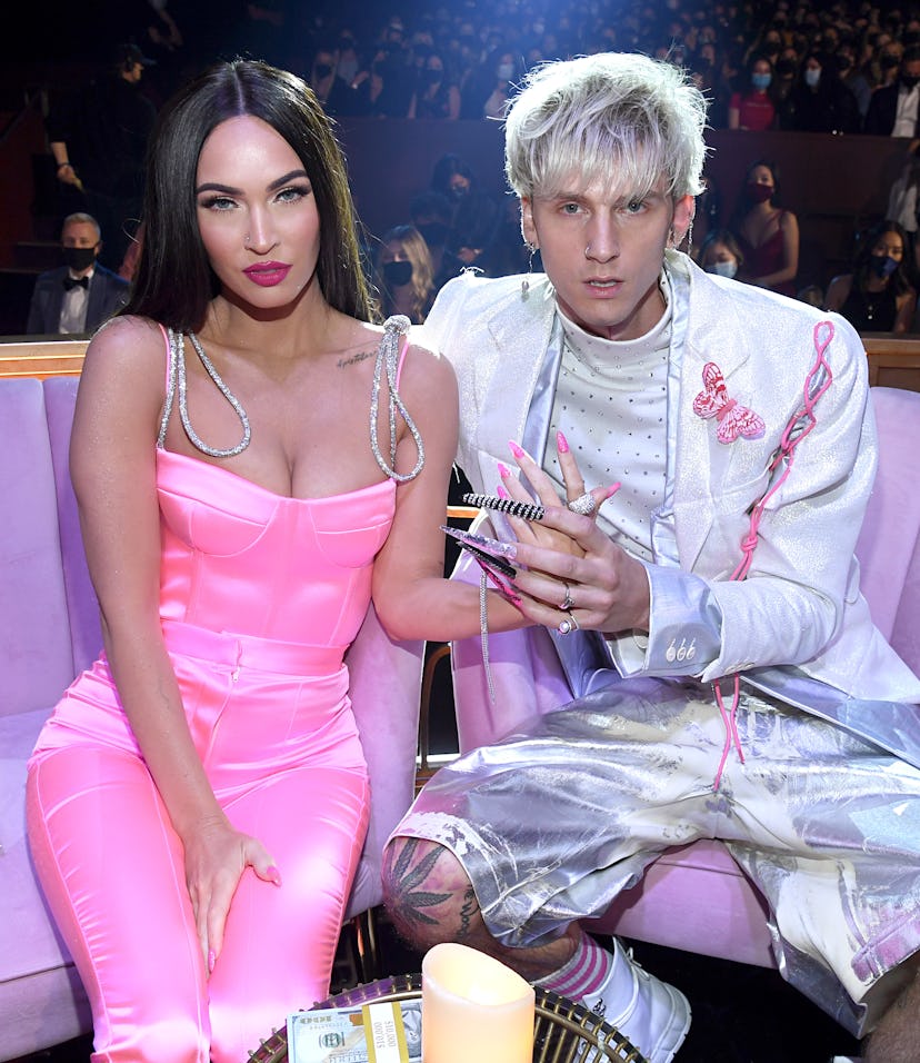 LOS ANGELES, CALIFORNIA - MAY 27: (EDITORIAL USE ONLY) (L-R) Megan Fox and Machine Gun Kelly attend ...